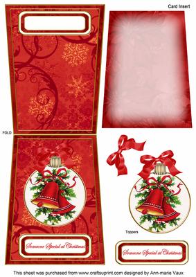 Red Bells Someone Special 5.5inch Bauble Decoupage Card