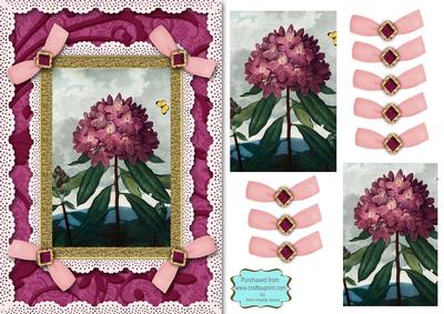 Pink Mountain Flower A5 Lace N Bows Card Front Step by Step
