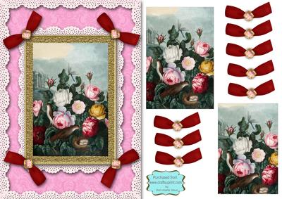 Colourful Roses A5 Lace N Bows Card Front Step by Step