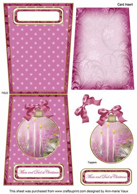 Cerise Trio Mum & Dad 5.5inch Bauble Decoupage Card