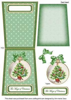 Green Tree Magic 5.5inch Bauble Decoupage Card