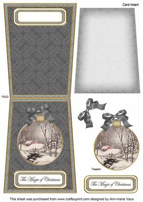 Winter Walk Magic 5.5inch Bauble Decoupage Card