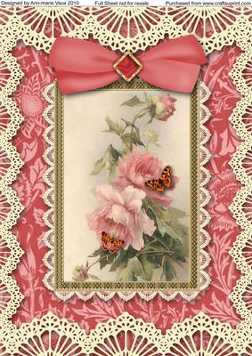 Butterfly Roses A4 Lace Picture Sheet