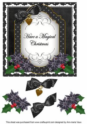 Black Poinsettia Magic of Christmas Fancy 7in Topper
