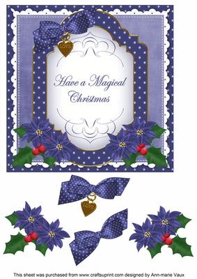 Dblue Poinsettia Magic of Christmas Fancy 7in Topper