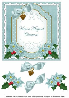 Dteal Poinsettia Magic of Christmas Fancy 7in Topper