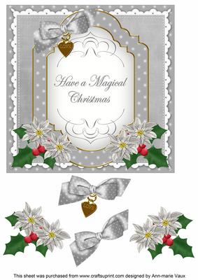 Silver Poinsettia Magic of Christmas Fancy 7in Topper