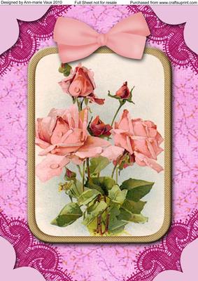 Pink Roses A4 Lace Picture Sheet