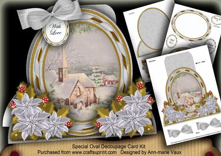 Christmas Scene Special Large Oval Card Mini Kit
