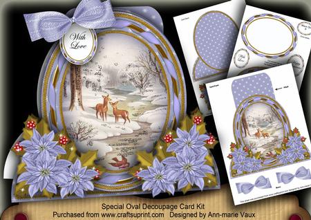 Snow Deer Special Large Oval Card Mini Kit