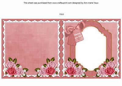 Pink Rose Wish You Well to Fit 6in Folded Insert