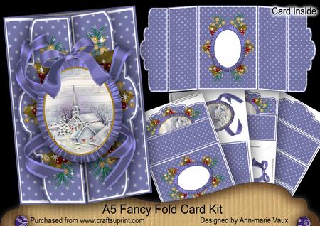 Blue Church A5 Tri-fold Fancy Card Mini Kit