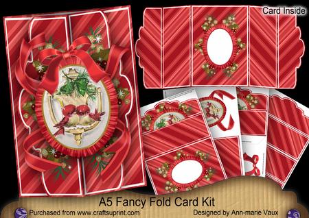 Christmas Lovebirds A5 Tri-fold Fancy Card Mini Kit