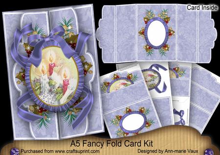 Christmas Candle Trio A5 Tri-fold Fancy Card Mini Kit