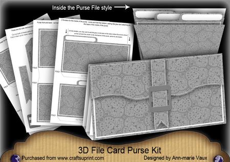 Silver Paisley 3D File Purse Mini Kit