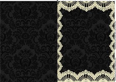 Vintage Black Damask Lace Blank Card