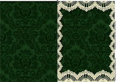 Vintage Bottle Green Damask Lace Blank Card