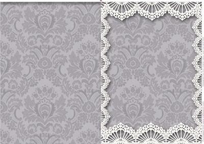 Vintage China Blue Damask Lace Blank Card