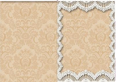 Vintage Cream Damask Lace Blank Card