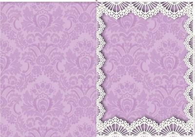Vintage Lilac Damask Lace Blank Card