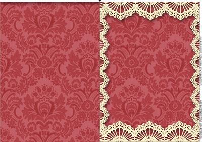 Vintage Mid Pink Damask Lace Blank Card