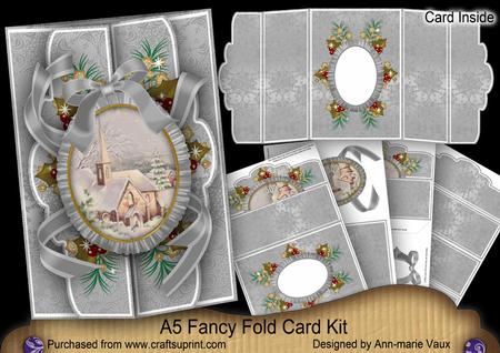 Christmas Scene A5 Tri-fold Fancy Card Mini Kit