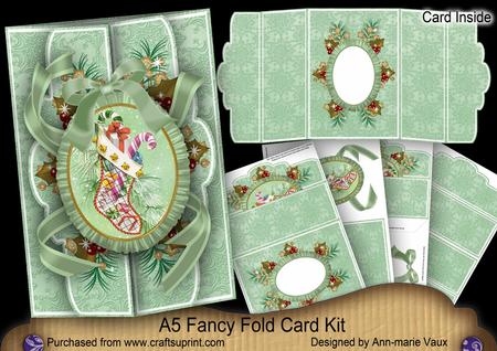 Christmas Stocking A5 Tri-fold Fancy Card Mini Kit