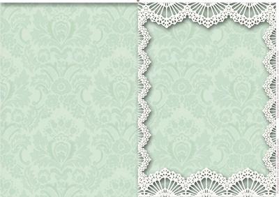 Vintage Mint Damask Lace Blank Card