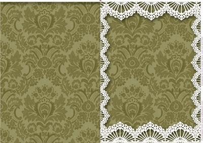 Vintage Moss Damask Lace Blank Card