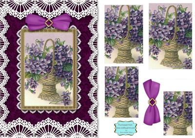 Lilac Vase A5 Lace Card Front Step by Step