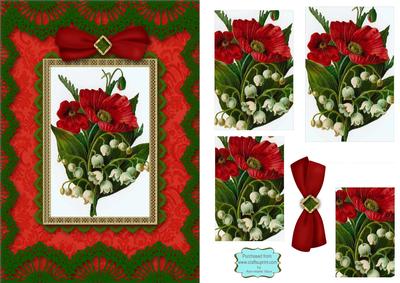 Snowdrops and Poppies A5 Lace Card Front Step by Step