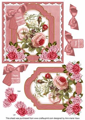 Pink Rose Happy Anniversary 6in Floral Step by Step