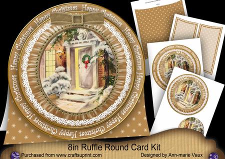 Christmas Door Happychristmas 8in Round Ruffle Mini Card Kit