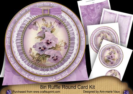 Purple Pansy Just for You 8in Round Ruffle Mini Card Kit