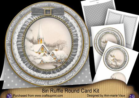 Ice Church Happy Christmas 8in Round Ruffle Mini Card Kit