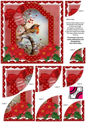 Red Robin Happy Christmas 6in Duo Corner Stacker Card Front