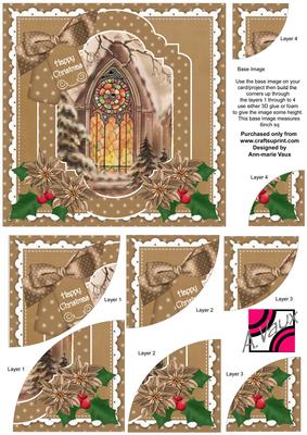 Church Window Christmas 6in Duo Corner Stacker Card Front