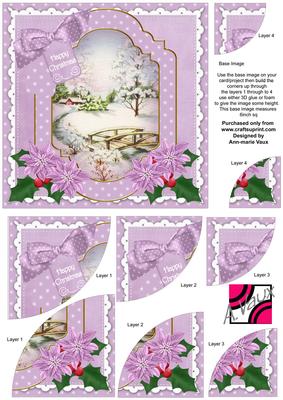 Lilac Sscene Christmas 6in Duo Corner Stacker Card Front