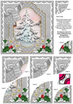 Snow Tree Christmas 6in Duo Corner Stacker Card Front