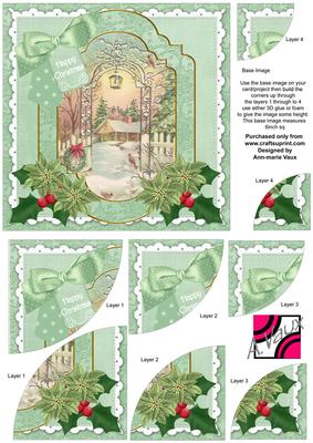 Winter Garden Christmas 6in Duo Corner Stacker Card Front