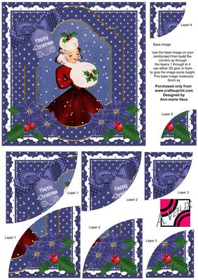 Winter Lady Christmas 6in Duo Corner Stacker Card Front