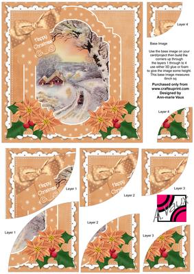 Winter Sunset Christmas 6in Duo Corner Stacker Card Front