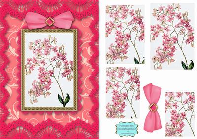 Pink Blossom A5 Lace Card Front Step by Step