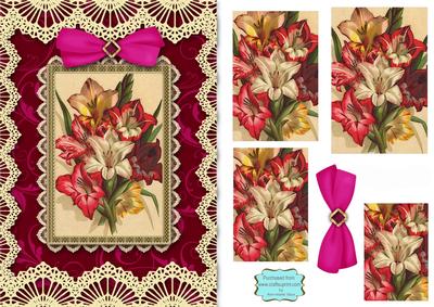 Coloured Lillies A5 Lace Card Front Step by Step