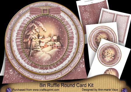 Snowy Village H Christmas 8in Round Ruffle Mini Card Kit