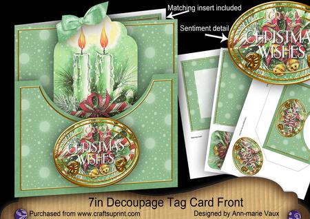 Candle Duo Christmas Wishes 7in Tag Card Front Mini Kit