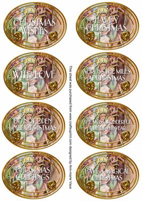 Nativity Christmas Oval Fancy Tag Sentiments
