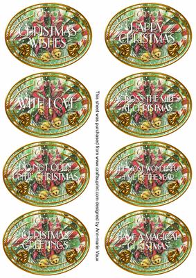 Candle Duo Christmas Oval Fancy Tag Sentiments