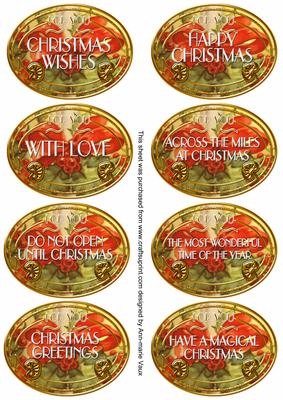 Single Candle Christmas Oval Fancy Tag Sentiments