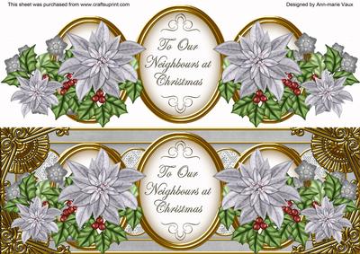 Silver Poinsettia Neighbours Large Dl Decoupage Topper